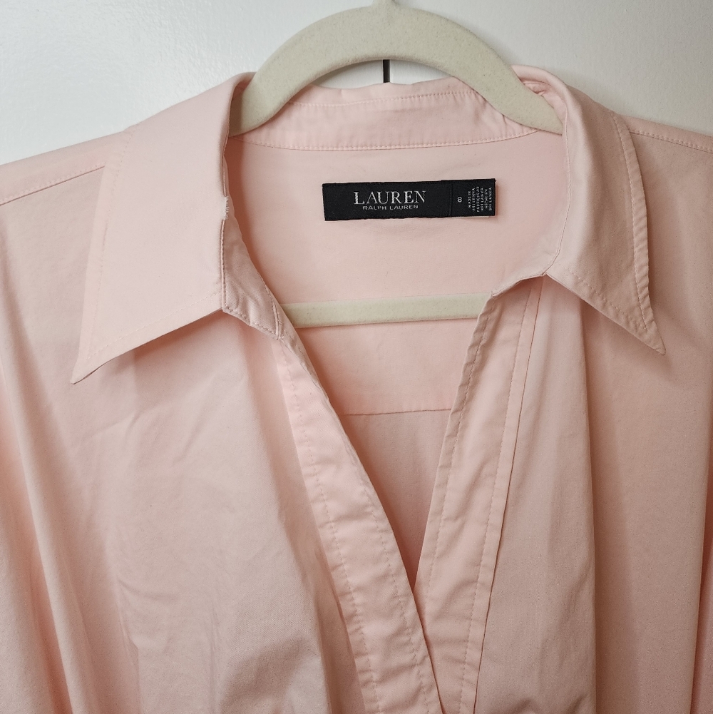 Ralph Lauren Pink Belted Cotton-Blend Tiered Dress | Size 8 - Picture 3 of 11